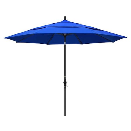 California Umbrella California Umbrella GSCU118302-5401-DWV 11 ft. Aluminum Market Umbrella Collar Tilt Double Vents - Matted Black - Sunbrella - Pacific Blue GSCU118302-5401-DWV